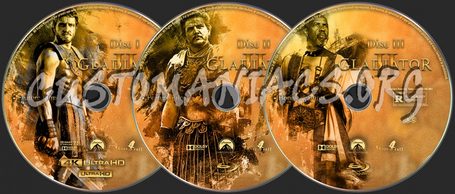 Gladiator II Disc 1-2-3 blu-ray label