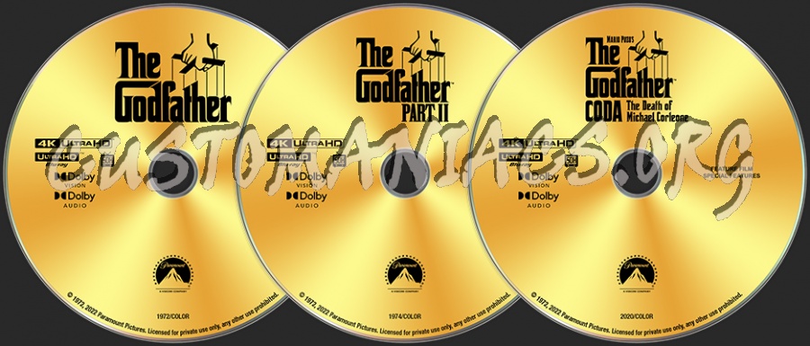 The Godfather Part 1-3 4K labels blu-ray label