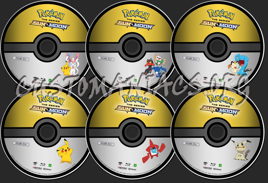 Pokmon The Series: Sun & Moon - Season 20 Disc 1 -6 Label blu-ray label