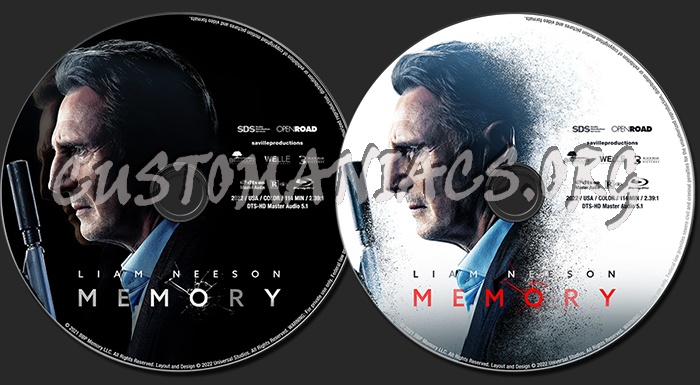 Memory (2022) blu-ray label