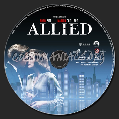 Allied (2016) blu-ray label