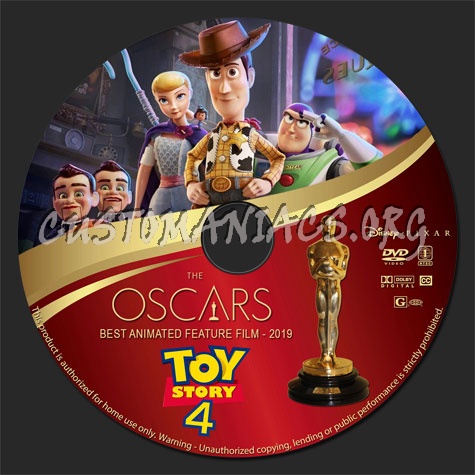 The Oscars: Best Animated Feature Film - Toy Story 4 dvd label