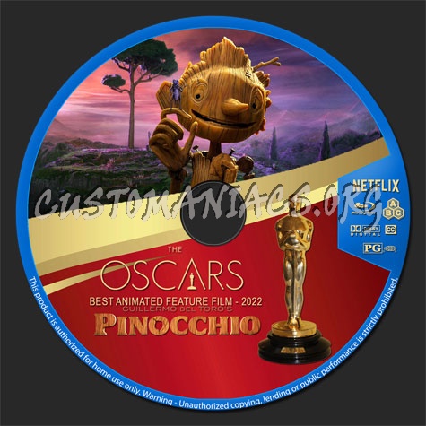 The Oscars: Best Animated Feature Film - Guillermo del Toros Pinocchio blu-ray label