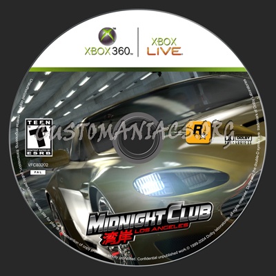 3 LABELS for Midnight Club Los Angeles dvd label