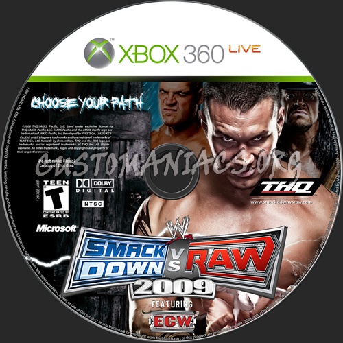 WWE Smackdown Vs RAW 2009 dvd label