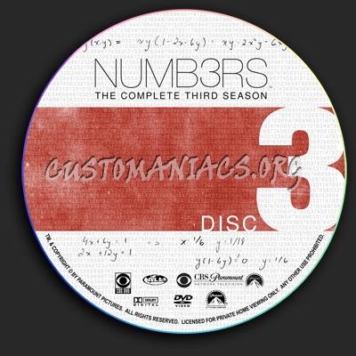 Numb3rs - Season 3 dvd label