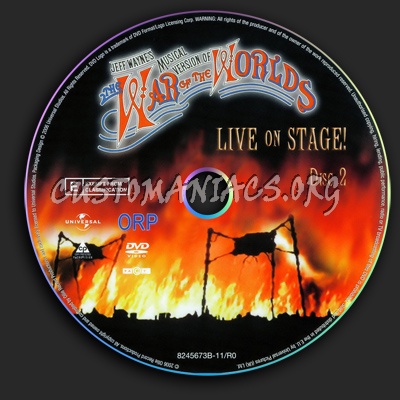 War Of The Worlds Live On Stage dvd label