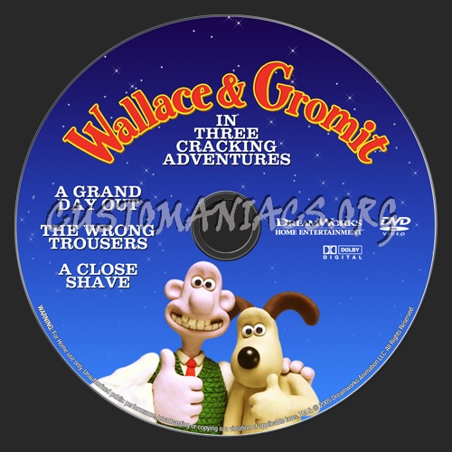 Wallace and Gromit Three Cracking Adventures dvd label