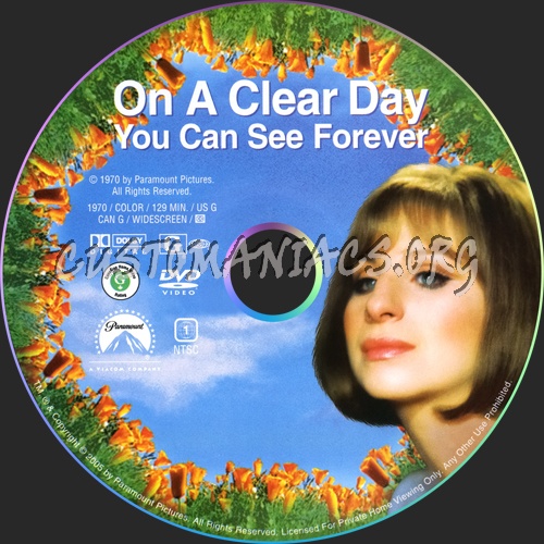 On A Clear Day You Can See Forever dvd label