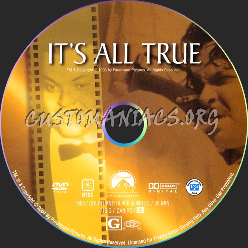 It's All True dvd label