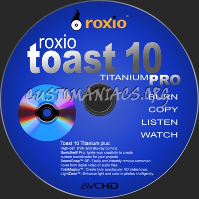 Roxio Toast Titanium 10 & Pro dvd label