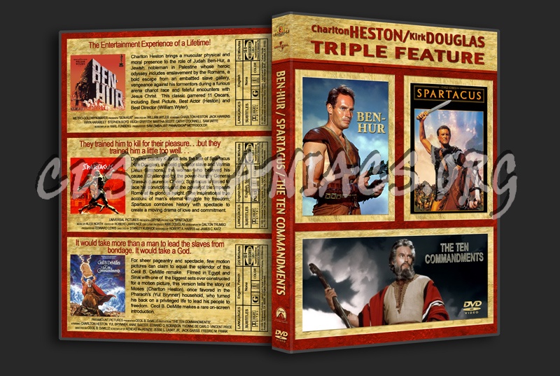 Ben-Hur/Spartacus/The Ten Commandments Triple Feature dvd cover