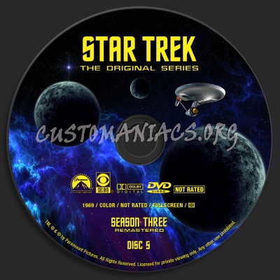 Star Trek - The Original Series Season Three  Remastered dvd label