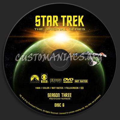 Star Trek - The Original Series Season Three  Remastered dvd label