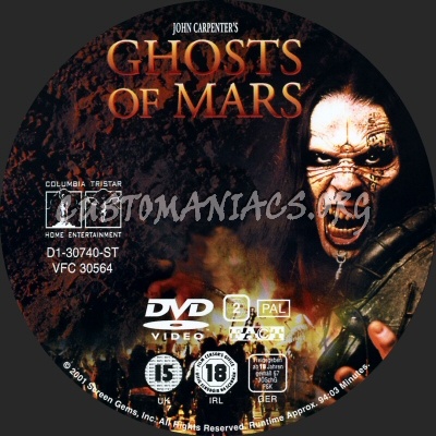 Ghosts Of Mars dvd label