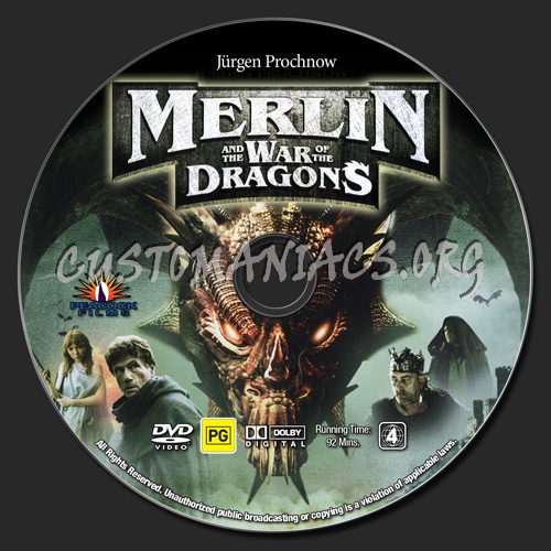 Merlin And The War Of The Dragons dvd label