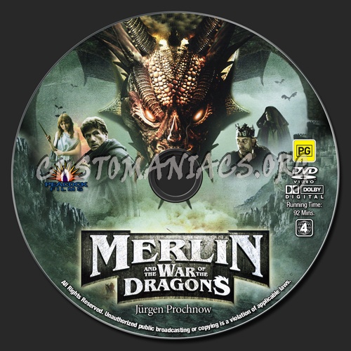 Merlin And The War Of The Dragons dvd label