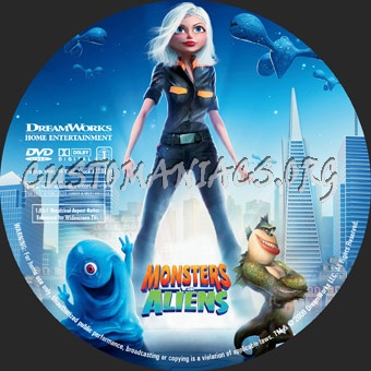 Monsters VS Aliens dvd label