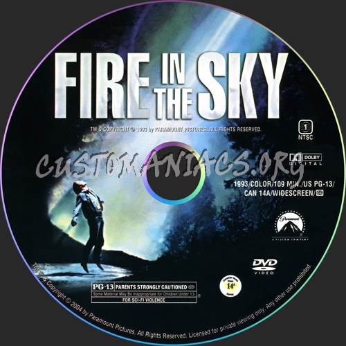 Fire in the Sky dvd label - DVD Covers & Labels by Customaniacs, id ...