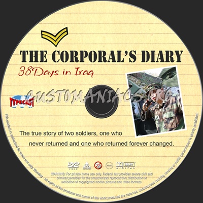 The Corporals Diary 38 Days In Iraq 2008 dvd label