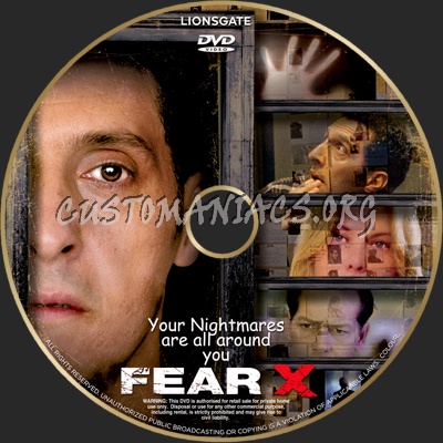 Fear X dvd label