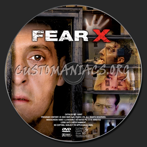 Fear X dvd label