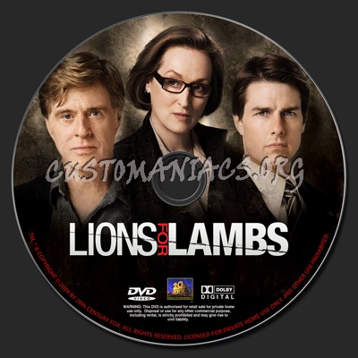 Lions For Lambs dvd label