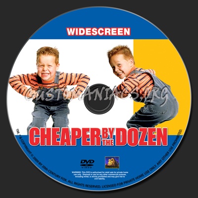 Cheaper By The Dozen dvd label