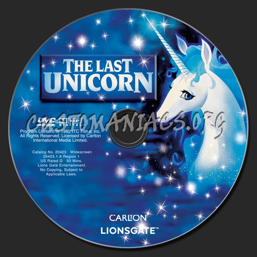 The Last Unicorn dvd label