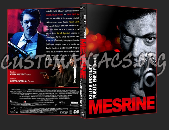 Mesrine Killer Instinct and Public Enemy No1 dvd cover