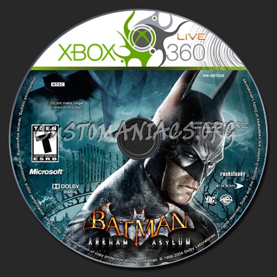 Batman Arkham Asylum dvd label