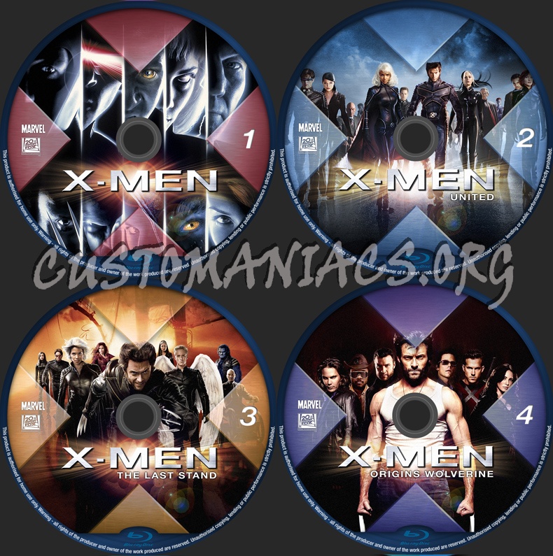 X-Men 1-4 blu-ray label