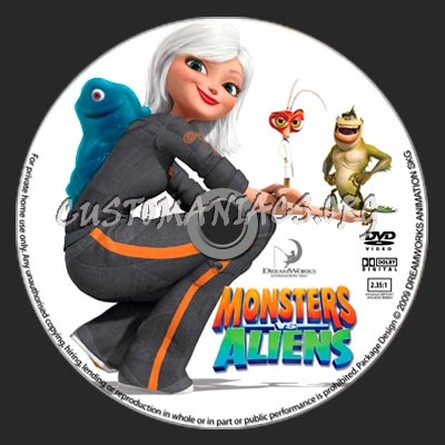 Monsters Vs Aliens dvd label