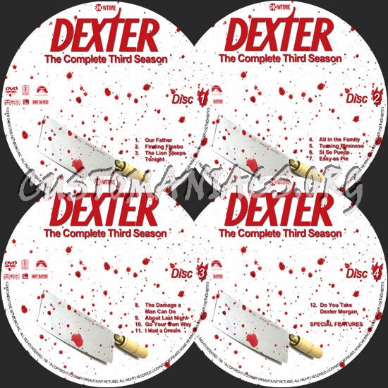 Dexter: Season 3 dvd label