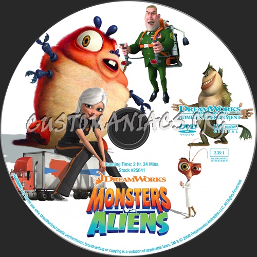 Monsters vs Aliens dvd label