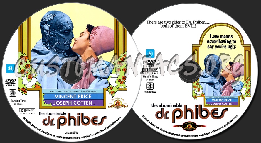 The Abominable Dr. Phibes dvd label