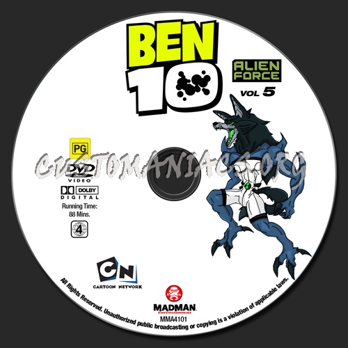 Ben 10 - Alien Force Volume 5 dvd label