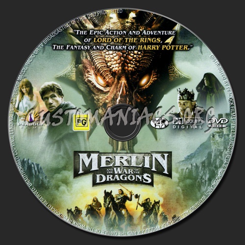 Merlin And The War Of The Dragons dvd label