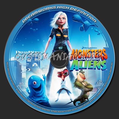 Monsters vs. Aliens blu-ray label