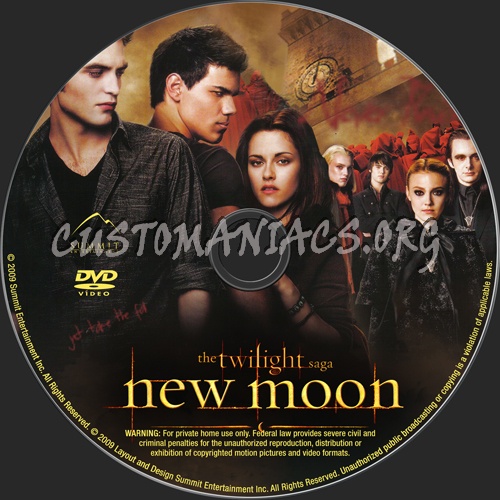 The Twilight Saga New Moon dvd label