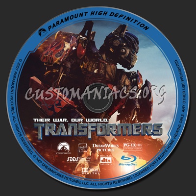 Transformers blu-ray label