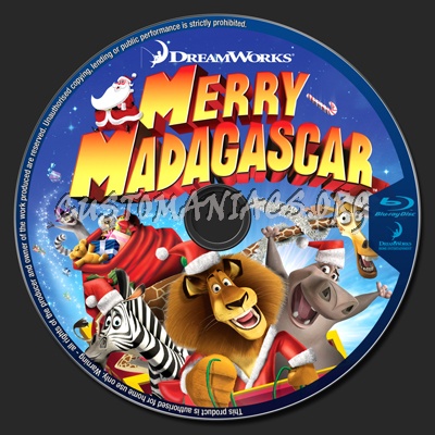 Merry Madagascar blu-ray label