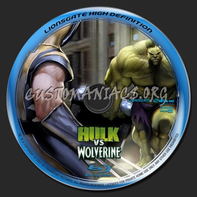 HULK vs WOLVERINE blu-ray label