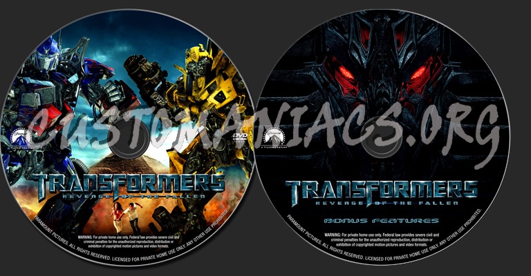 Transformers Revenge of the Fallen dvd label