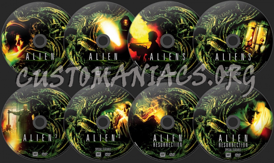 Alien Quadrilogy (Alien - Aliens - Alien 3 - Alien Resurrection) dvd label