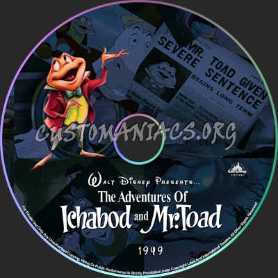 The Adventures of Ichabod and Mr Toad - 1949 dvd label