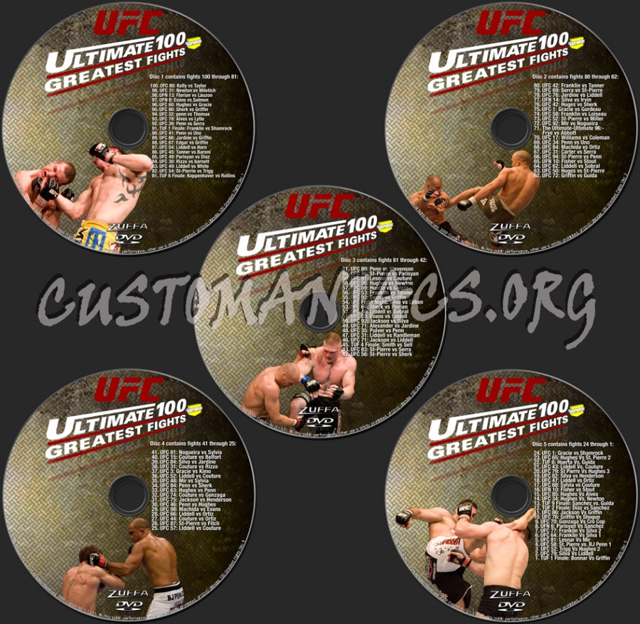 UFC Ultimate 100 Greatest fights dvd label