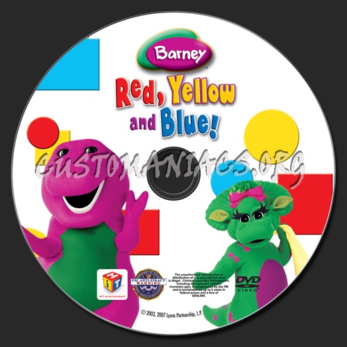 Barney: Red, Yellow and Blue! dvd label