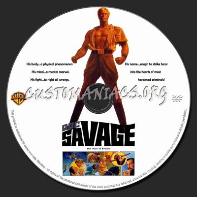 Doc Savage the Man of Bronze dvd label