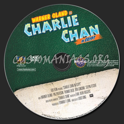 Charlie Chan In Egypt dvd label